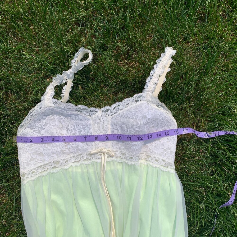 Vintage 60s Sheer Chiffon Lace Babydoll Lingerie Dress Nightie Short Nightgown - Picture 12 of 14